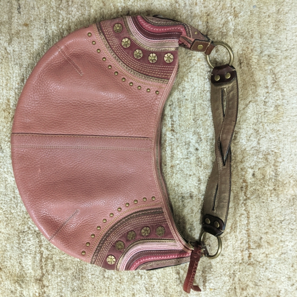 Dusky pink coach leather bag